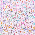 100pcs 7×4mm Black Round Acrylic Alphabet Letter Beads for Jewelry Making Bracelets Necklaces Key Chains Making(White and Colorful)