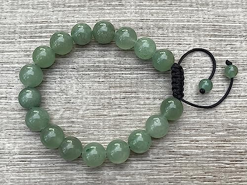 GAF TREASURES Grade A ++ Gemstone Round Bead Adjustable Bracelet 10mm, Genuine Crystal Bead Bracelet, Gift for Men & Women - color: Green Aventurine