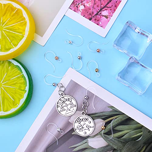 40pcs Plastic Earring Hooks Ear Wire Ball Dots Safety Non-Allergenic Ear Wires Hooks Earring Findings for DIY Jewelry Making, 4 Colors