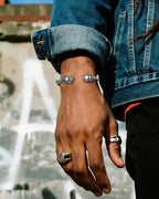 Stainless Steel Cuff Bracelet,Retro Gothic Punk Biker Cool Open Adjustable Cuff Bangle Bracelets Jewelry for Men Silver - style: Skull Bone