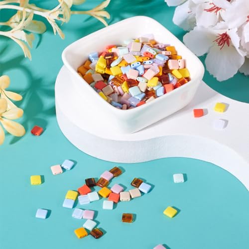 Pandahall 400pcs Acrylic Tila 2-Hole Seed Beads - Flat Square, 5x5mm Opaque Acrylic Spacer Loose Beads (10 Colors) for DIY Craft Multi-Strand Bracelet, Necklace, Earring Making - color: Mix 10 Colors, 400pcs