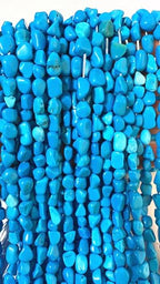 6-8mm Natural Blue Turquoise Nuggets Oval Free Tumbled Pebble Semi Precious Gemstone Loose Stone Beads Approx 15.5 inch for DIY Jewelry Making - color: Blue Turquoise