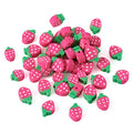 50PCS Handmade Polymer Clay Beads Hot Pink Color Strawberry Shape Loose Beads Fruit Theme Spacer Beads for DIY Bracelet Necklace Earring Charm Jewelry Making Hole 1.6mm - color: Strawberry # Hot Pink
