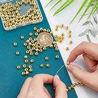 PH PandaHall 150pcs 6mm 18K Gold Plated Beads Long-Lasting Round Smooth Spacer Beads Seamless Brass Loose Ball Bead for Summer Hawaii Stackable Necklace Bracelet Earring Making - size: 6mm