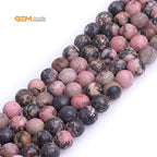 GEM-Inside 6mm Natural Stone Black Rhodonite Frosted Matte Unpolished Round Beads for Jewelry Making Strand 15 inch - color: Black Rhodonite, size: 6mm