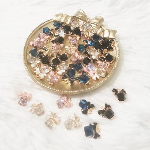16-Pcs Crystal Jewelry Making Charms Silver Pendant Charm For Women Making Jewelry Crafts Rhinestone Charms - color: Ribbon