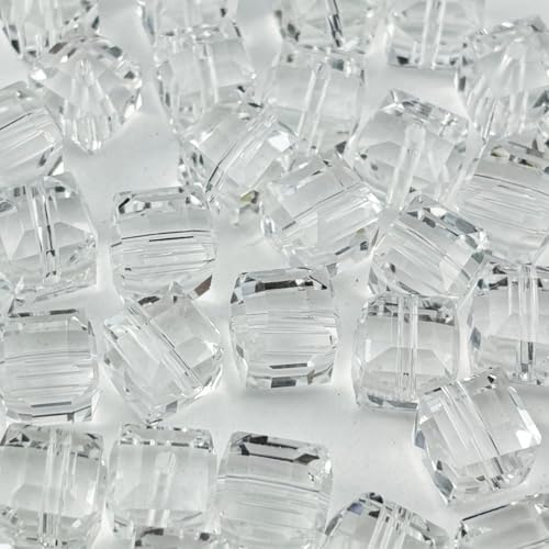 40pcs 10mm Cube Crystal Glass Beads for Jewelry Making Faceted Square Crystal Glass Bead Spacer Beads Loose Beads for Bracelet Earring Necklace DIY Craft(Transparent) - color: Transparent, size: 10mm