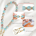 Marble Beaded Phone Wrist Strap,Detachable Phone Bracelet Strap with Tether Tab,Hands-Free Wristlet Strap (Green Shoushan) - color: Green Shoushan