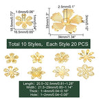 PandaHall 200pcs Flower Bead Cap, 10 Styles Bead End Caps Filigree Spacer Beads Caps Metal End Charm Tibetan Caps for DIY Earrings Bracekets Necklace Jewelry Craft Making, Golden - color: Golden