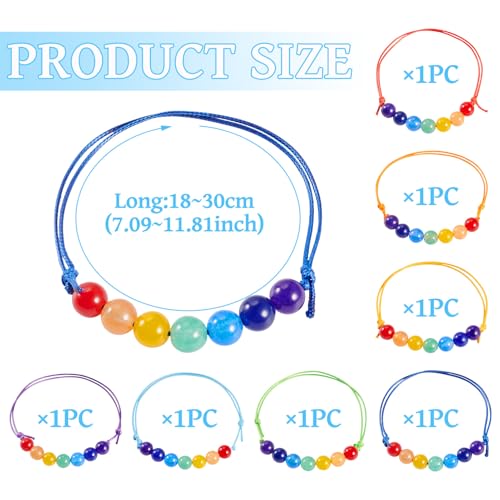 Elecrelive Glass Round Beaded Bracelet Set Clay Beaded Bracelets Stretch Bracelets - color: Mix 7 Colors