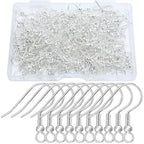 240 Pcs Earring Hooks,Hypo-allergenic Fish Earring Hooks,Jump Rings Jewelry Findings Making Kit for Jewelry Making Featuring Ball and Coil Tips(Silver)