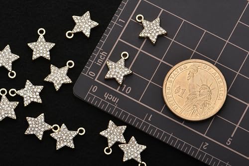 Pack of 20 Rhinestone Charms Gold Plated Pendants Pave Crystal Accessories for Necklace Bracelet Jewelry Making DIY Crafting - color: (Star Mod.2)VID65801
