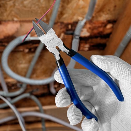 Wire Cutters 5 Pack, 6.5 inch,KAIHAOWIN Flush Cutters Diagonal Cutters Side Cutters Precision Ultra Sharp Spring Loaded Wire Snips Clippers Dikes Cutting Pliers Small for Crafting Jewelry Making,Blue - size: 6"x5 Pcs