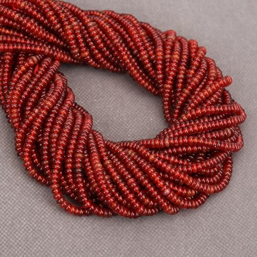 BONNY BOXX 1 Strand (150PCs) Natural 2 * 4mm Carnelian Rondelle Beads, Natural Abacus Disk Stone Beads Loose Spacer Gemstone for DIY Bracelet Necklace Jewelry Making - color: Carnelian, size: 2*4MM