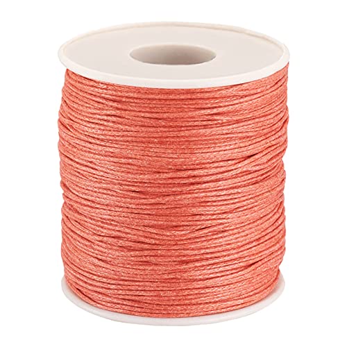 100 Yards Light Coral Waxed Cotton Cord Threads Braided Beading Cord Strings Bracelet Necklace Wire 1mm(0.04 inch) with Spool for DIY Sewing Jewelry Crafts Making Macrame Supplies - color: Light Coral, size: 1mm