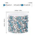 33 Feet Stainless Steel Enamel Chains Bulk, 2mm 304 Stainless Steel Blue White Enamel Beaded Cable Link Chain Roll Spool for Jewelry Making - color: Stainless Steel Blue White Beads