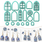 Polymer Clay Cutters - 18 Shapes Gothic Window Earrings Polymer Clay Cutters for Jewelry, Earring Making Kit with Storage Box - style: Church Windows theme (18 pcs)