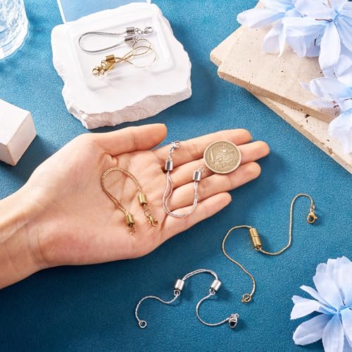 Pandahall 6Pcs Stainless Steel Chain Extenders Thin Snake Chains Adjustable Necklace Extender Chains with Lobster Clasps for Bracelet Necklace Jewelry Making, 3.93-6.30 inch