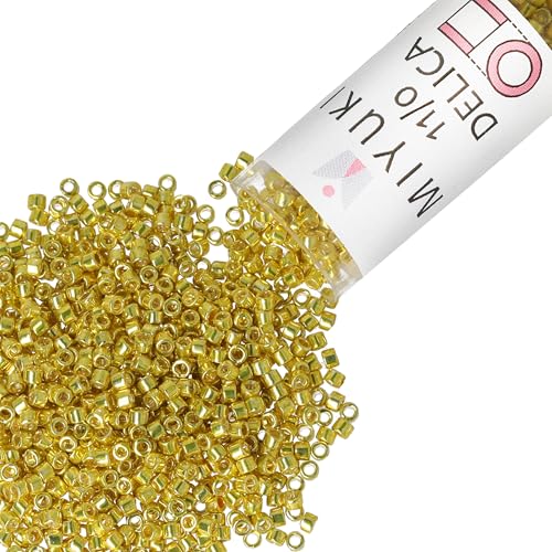 Miyuki Delica Seed Beads – Size 11/0 (1.6 mm), DB0424, Galvanized Dark Yellow Dyed, 7.2 g, Approx. 1440 Beads, Made in Japan - color: DB0424 - Galvanized Dark Yellow Dyed