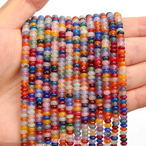 BONNY BOXX 1 Strand (150PCs) Natural 2 * 4mm Colorful Rondelle Beads, Natural Abacus Disk Stone Beads Loose Spacer Gemstone for DIY Bracelet Necklace Jewelry Making - color: Mix Colors 3, size: 2*4MM