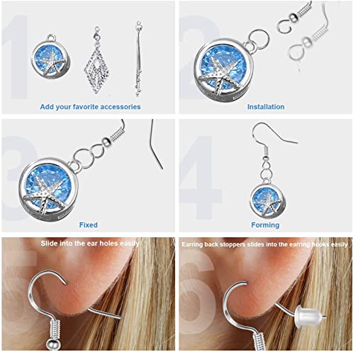 925 Sterling Silver Earring Hooks, 750PCS Earring Hooks Kit 250PCS/125Pairs Hypoallergenic Ear Wires with 250PCS Silver Open Jump Rings and 250PCS Rubber Backs Earwire for Jewelry Making - size: 750pcs-silver