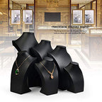 Oirlv Black Leatherette Necklace Pendant Chain Jewelry Bust Display Holder Stand (H15.34) - size: H15.16"