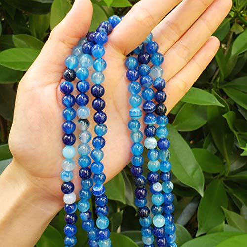 180pcs Adabele AAA Natural Banded Blue Agate Healing Gemstone 4mm (0.16 inch) Small Round Loose Beads Gem Stone Spacer for Craft Jewelry Making GC12-4 - color: Banded Blue Agate, size: 4mm (180pcs/2 strands)