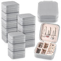 Yinkin 12 Pcs Mini Travel Jewelry Case Bridesmaid Proposal Gift Boxes, Small PU Leather Earring Organizer, Bulk Travel Accessories Portable Jewelry Holder(Gray) - color: Gray
