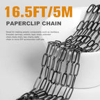[16.5 Ft] Gunmetal Paperclip Chains Roll, 4.3mm Width 304 Stainless Steel Black Paperclip Oval Link Chain Spool Bulk for DIY Jewelry Making - color: black color(4.3mm)