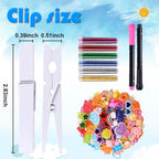 JOICEE 80 Set Cheer Pins Spirit Clips,Clothes pins Include 126 Mini Resin Animals Bows and Self Adhesive Stickers Pen 300 Beads Pearls for Backpacks Ribbon Team Classroom Cheer Gifts Bulk(White Wood) - color: White