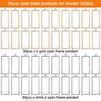 60pcs Open Bezels for Resin,Open Frame Pendant Hollow Frame Pendants Geometric Hollow Bezel Pendant Open Bezel Pendants Backs for Pressed Flower,Earrings,Bracelet,DIY Crafts(K Gold,White K) - color: K Gold,White K;Rectangle