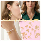 60 Pcs Mini Gold Bow Charms for Jewelry Making, Cute Alloy Bowknot Pendants Metal Bow Link Charms Earring Connectors for Bracelets Necklaces Earrings Keychains DIY Crafts