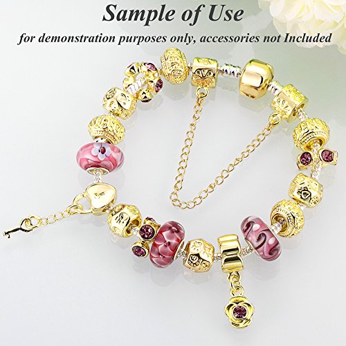 RUBYCA 5pcs 7.1" Silver Gold Color Clasp European Snake Chain Charm Bracelet fit Charm Beads DIY - color: Gold Clasp on Silver Snake Chain, size: 18 CM