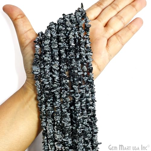 GM GemMartUSA Black Onyx Natural Raw Chip Beads Strands | Semi-Precious | AAA+ Quality 1 Strand 34” | DIY Bracelet Jewelry Making, Healing Crystal Craft| 4-6mm - Black Color Gemstones (CHBO-70001) - color: Black Onyx (CHBO-70001)