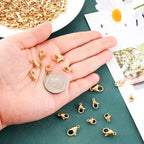 120Pcs 10mm Stainless Steel Lobster Clasps Gold Plated Lobster Claw Clasps Fasteners Hooks for DIY Necklace Bracelet Jewelry Making - color: Gold plated, size: 10mm