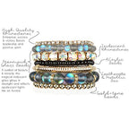 RIAH FASHION Multi Color Stretch Beaded Stackable Bracelets - Layering Bead Strand Statement Wrap Bangles - color: Mermaid Glass - Black, size: 7.0 Inches Length
