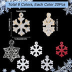 SUNNYCLUE 1 Box 120Pcs 6 Colors Christmas Snowflakes Charms Resin Snowflake Charm Bulk Transparent Red White Tiny Glitter Xmas Winter Snow Shaped Mini Charm for Jewelry Making Charms DIY Earring Craft - style: Chic