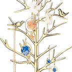 INVIKTUS Silver Birds Tree Jewelry Stand Display Earring Necklace Holder Organizer Rack Tower - color: antique cyan