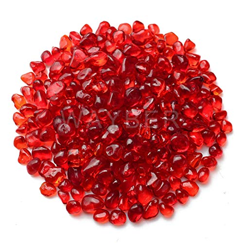 WAYBER Glass Stones, 1Lb/460g Irregular Sea Glass Pebbles Non-Toxic Artificial Crystal Stones for Vase Filler/Table Scatter/Aquarium Decoration/Handcraft Making/Jewelry Display, Red - color: Red