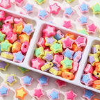 150pcs Acrylic Beads Colorful Rainbow Star Beads for Jewelry Making Handmade DIY Bracelet, Charms Keychain Craft Supplies - color: rainbow star
