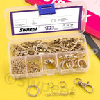 Swpeet 125Pcs Golden Keychain Making Set, 25Pcs Swivel Lanyard Snap Hook, 25P Keychain Ring, 25P Extender Chains, 50P Open Jump Rings, Swivel Lobster Clasps, Keychains Clips - color: Golden