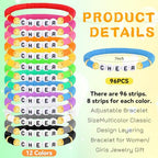 LUYI 32 Pcs Preppy Jewelry Bracelets for Women Clay Bead Colorful Surfer Heishi Bracelet Set Stackable Beaded Friendship Stretch Bracelets Boho Y2K Summer Beach Elastic Layering Bracelets - style: 96PCS-CheerBracelets
