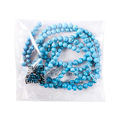 RayLineDo® 50Pcs 8mm Natural Blue Turquoises Stone Round Beads Loose Beads Wholesale for Jewelry Making - color: Blue Turquoise, size: 8mm