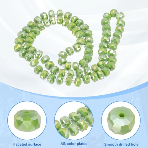 PATIKIL 75 Pcs 8mm OD 5mm Thick Crystal Glass Beads, Rondelle Crystal Beads Faceted Cut Gemstone Strand with Spacer Beads for Craft, Bracelet, Necklace, Lemon Green Porcelain - color: Lemon Green Porcelain