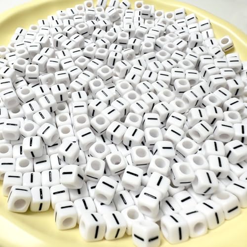 500Pcs Vowel Letter Beads I 6X6mm Individual Cube Alphabet Beads for Friendship Bracelets Making - color: Square - I