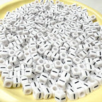 500Pcs Vowel Letter Beads I 6X6mm Individual Cube Alphabet Beads for Friendship Bracelets Making - color: Square - I