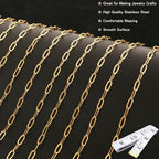 16 Ft Stainless Steel Paperclip Chain for Jewelry Making, 4.5mm Width Gold Plated Paper Clip Link Chains Roll for DIY Necklace Bracelet Jewelry Making Supplies with Lobster Clasps Soft Tape Measure - color: Paperclip 4.5mm Gold