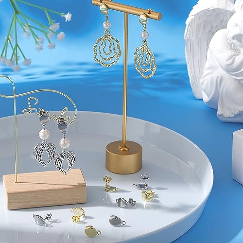 SUNNYCLUE 1 Box 40Pcs Post Earring Findings Earring Post with Loop Stainless Steel Earring Studs Oval Earring Posts Silver Gold Ear Stud DIY Earrings Findings for Jewelry Making Accessories Craft - color: 20pairs Stainless Steel Earring Studs With Loops