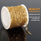 KYUNHOO 5 Meters Gold Plated Chains for Jewelry Making Sunflower Texture Chain Links Gold Stainless Steel Jewelry Chain 8MM Long Lip Chain for Jewelry Craft DIY with Jump Rings Lobster Clasps - color: Cross Oval Gold