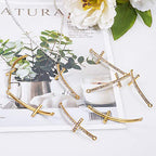 PH PandaHall 12pcs Cross Connector Golden Metal Rhinestone Charms Curved Sideways Connector Bar Link for Easter Eid Mubarak Ramadan Decoration Necklace Earring Bracelet Jewelry Making